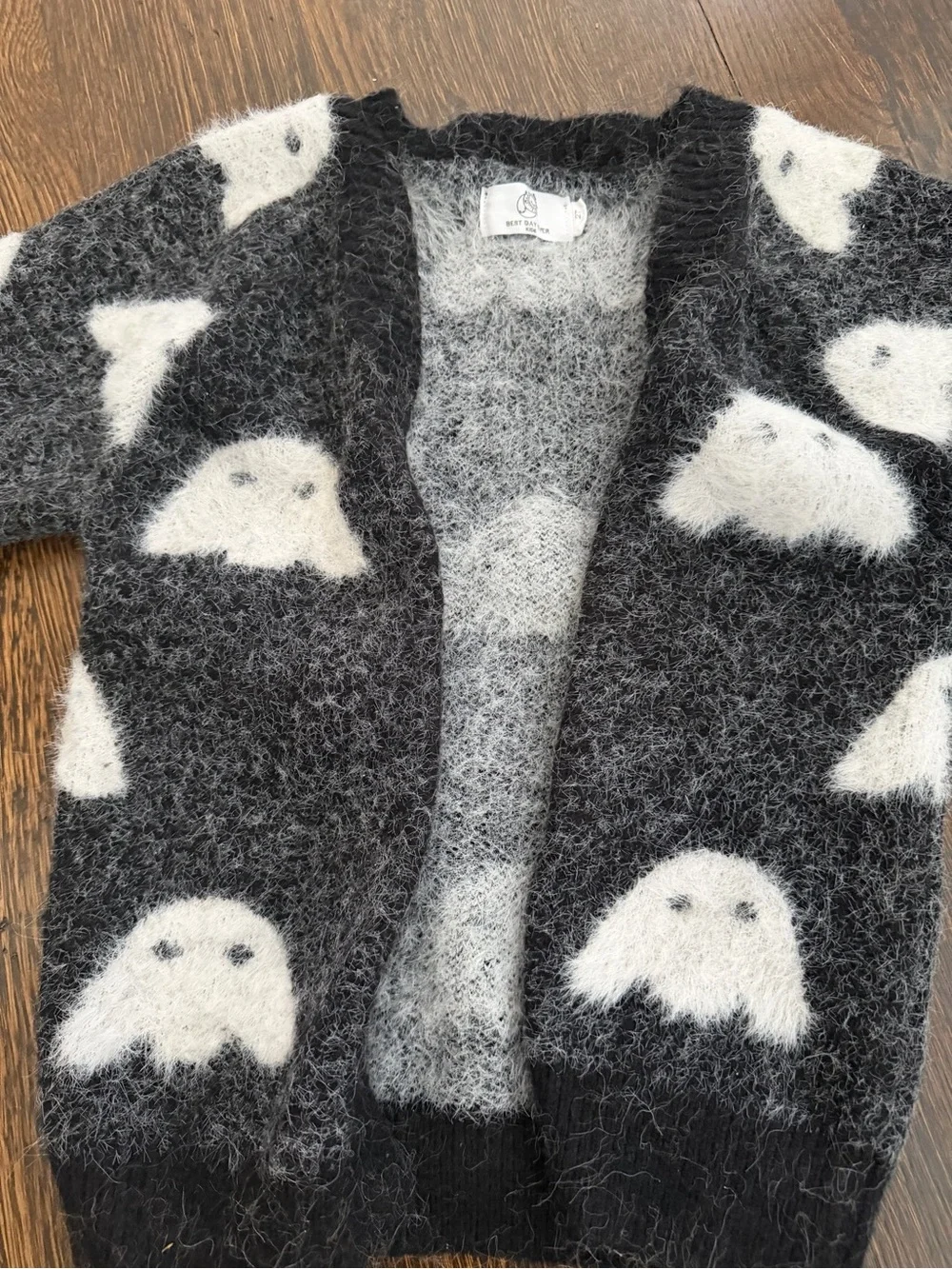 Toddler Halloween Ghost Fuzzy Cardigan Sweater